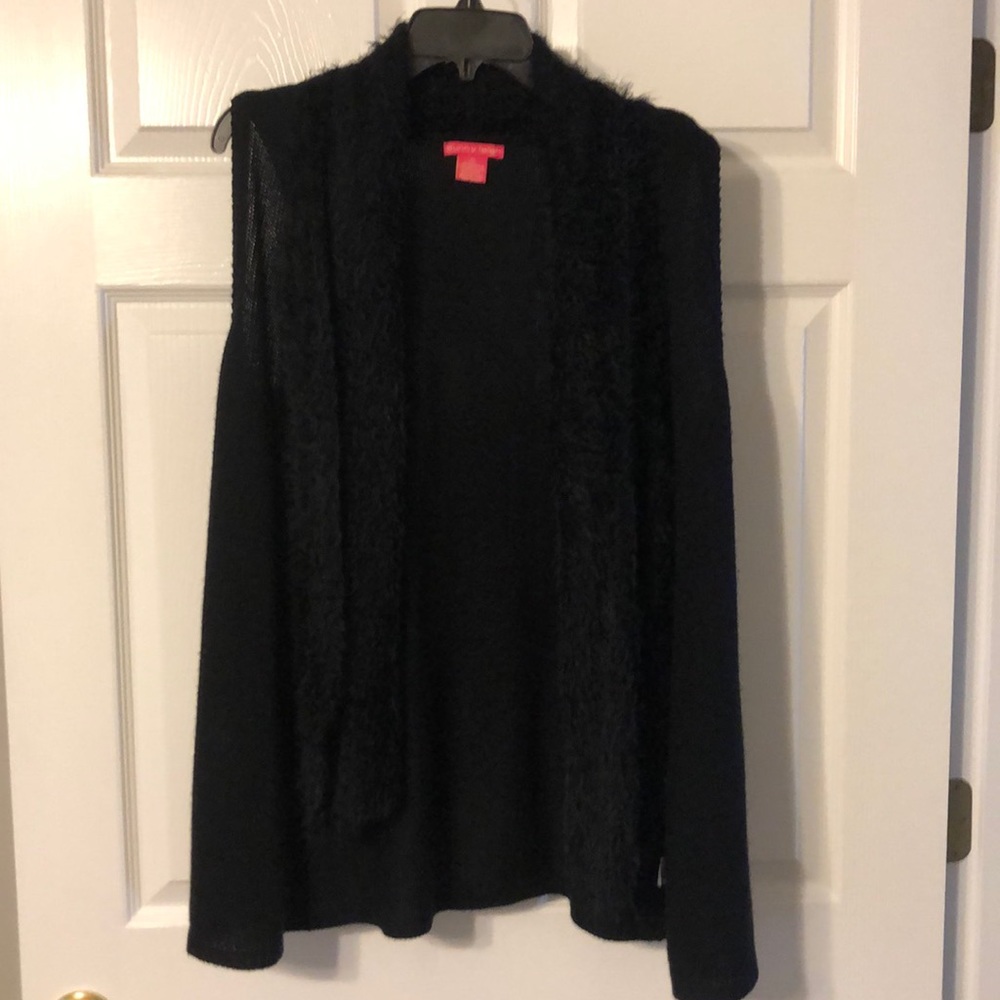 Sunny Leigh faux fur  collar knit vest